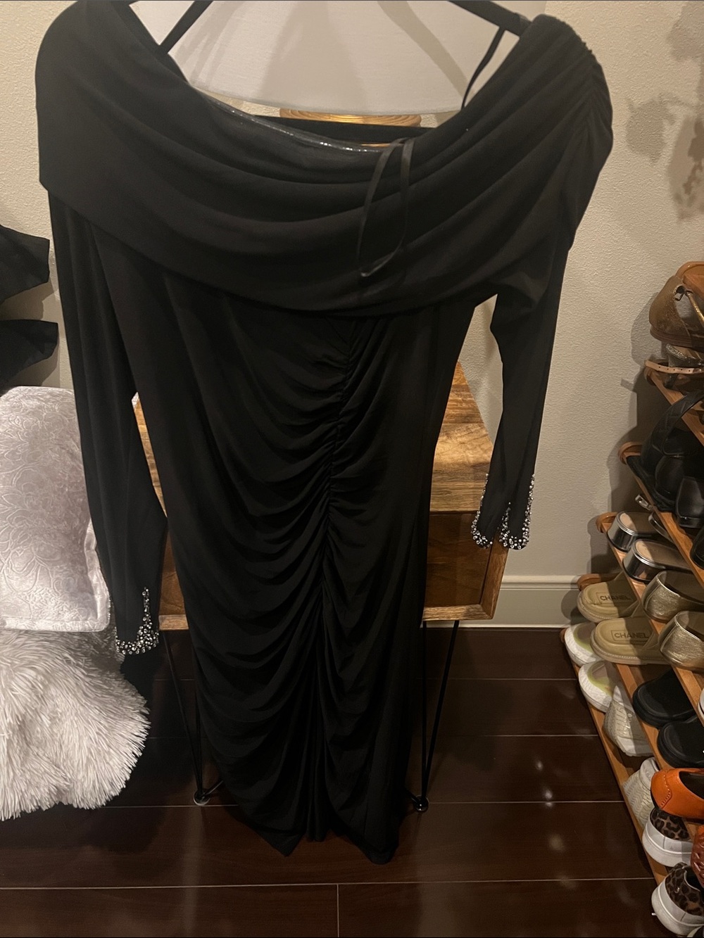 Betsy & Adam Formal Evening Dress Size 12 Black Beaded Cocktail Party Wedding